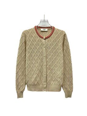 Fendi 2025 Brown Embroidered Cotton Knit Cardigan